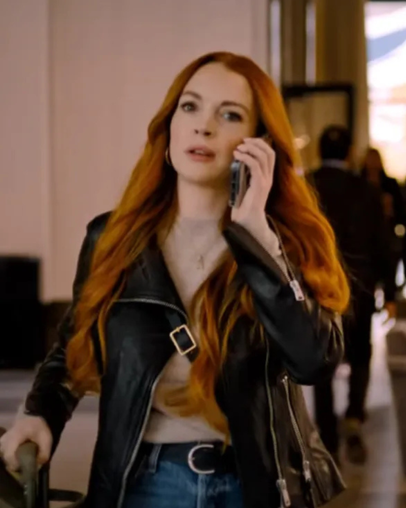 LindsayLohanOurLittleSecretBlackLeatherJackets