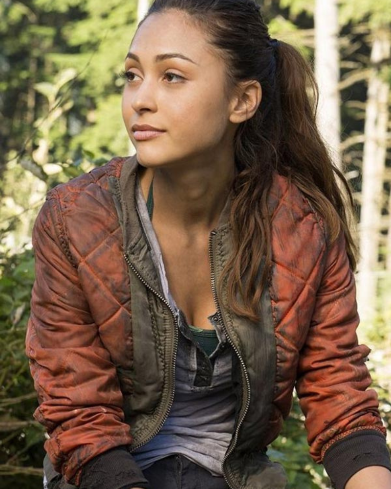 Raven Reyes The 100 Red Quilted Bomber Jacket