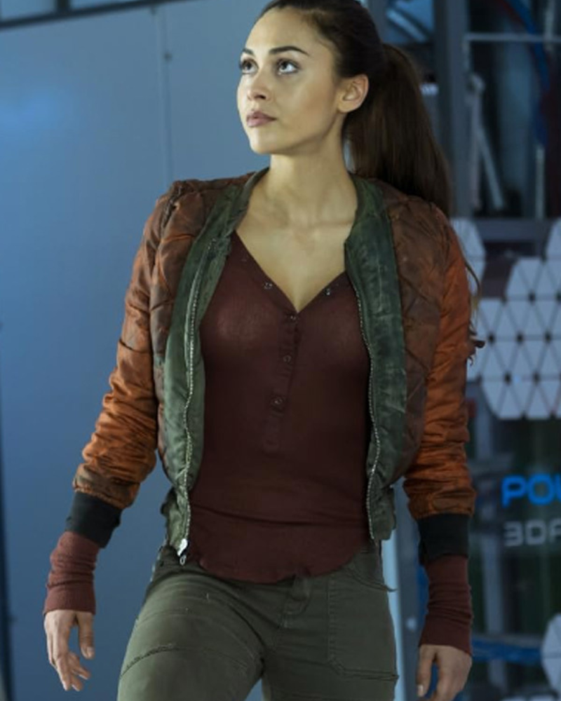 Raven Reyes The 100 Red Quilted Bomber Jacket