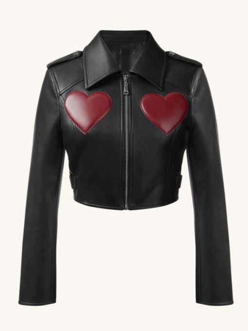 WWE Raw 2025 Gionna Daddio Red Hearts Leather Jacket