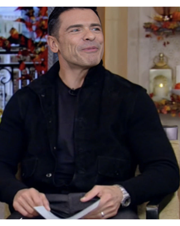 Live with Kelly And Mark Mark Consuelos Suede Bomber Jacket