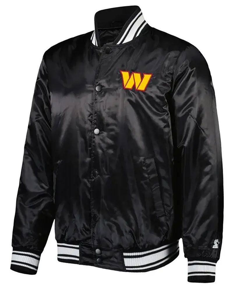 Locker Room Washington Commanders Black Satin Jacket
