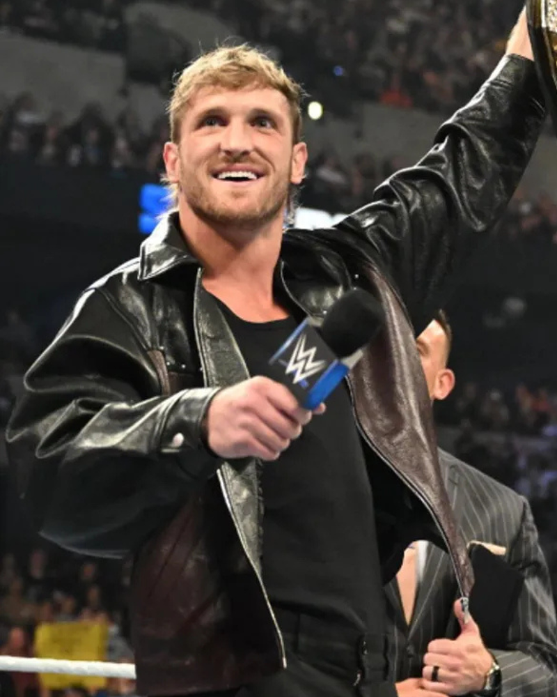Logan Paul WWE RAW Black and Maroon Leather Jacket