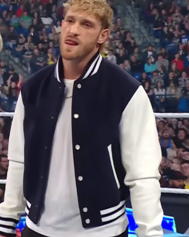 Logan Paul Blue And White Varsity Jacket