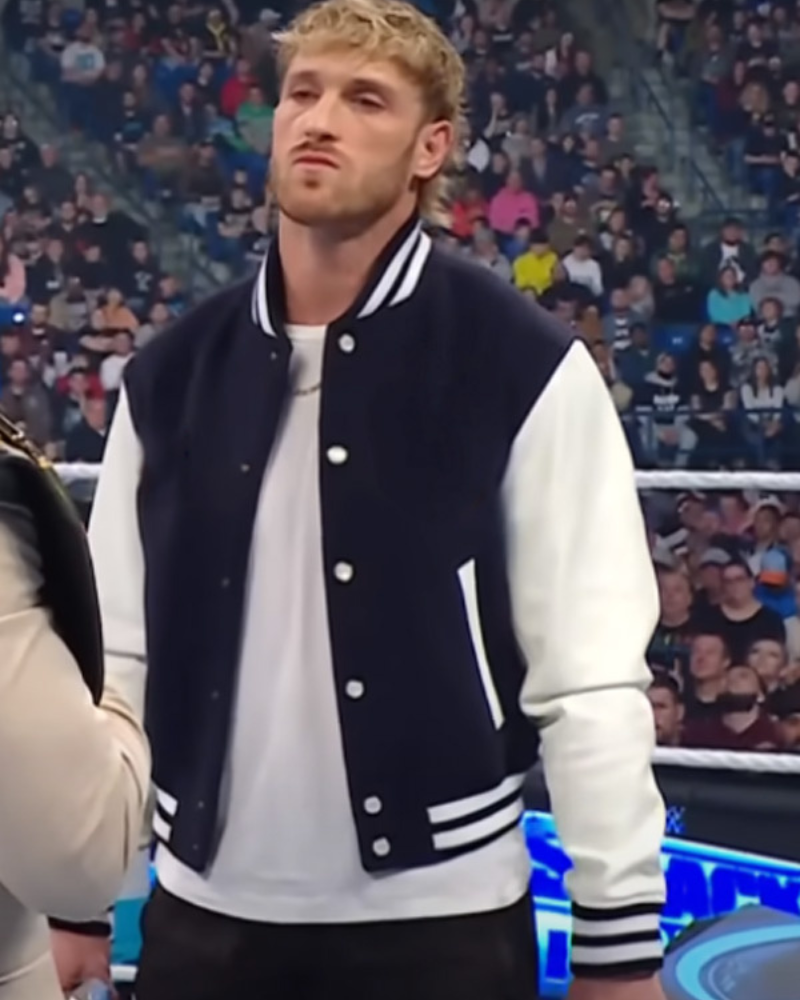 Logan Paul Blue And White Varsity Jacket