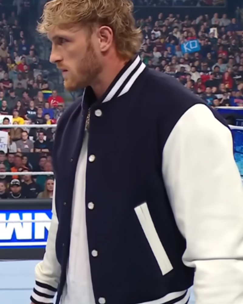 Logan Paul Blue And White Varsity Jacket