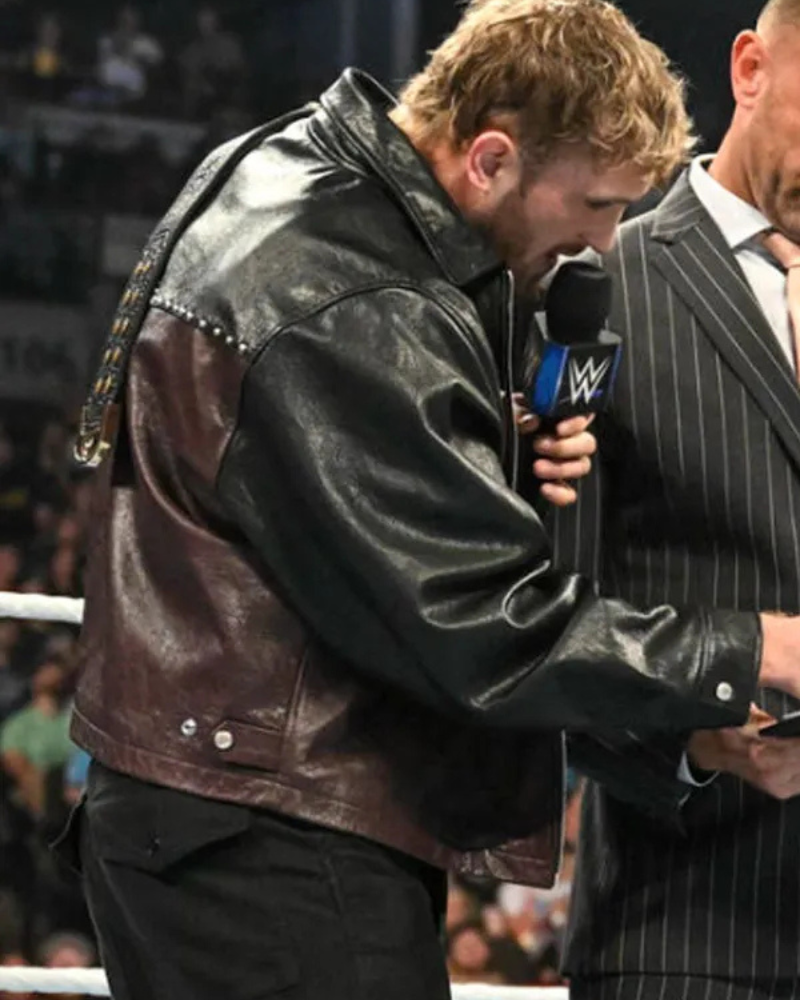Logan Paul WWE RAW Black and Maroon Leather Jacket