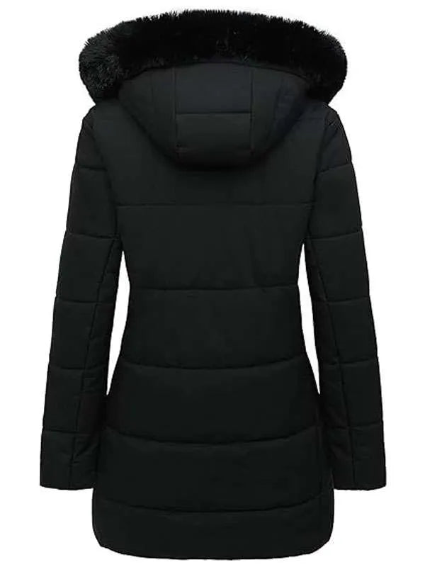 Women Black Puffer Parka Jacket