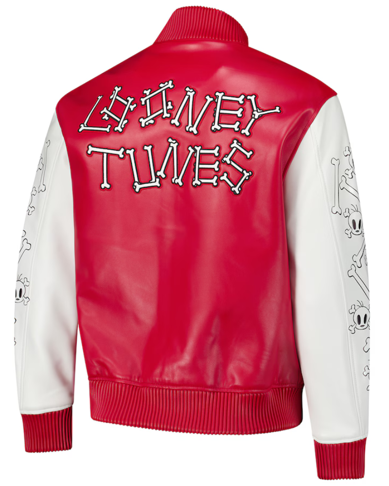 Looney Tunes Freeze Max Tweety Bones Red & White Full-zip Varsity Jacket