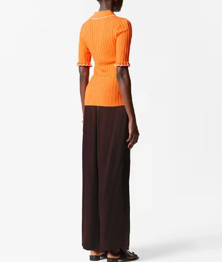 Loose Women 2025 Charlene White Rib Knit Polo Shirt