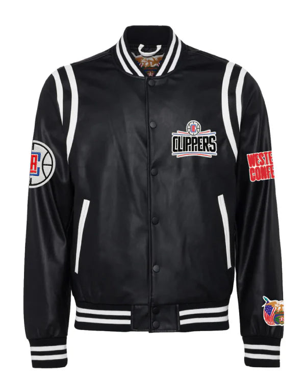 Los Angeles Clippers Black/White Vegan Leather Jacket