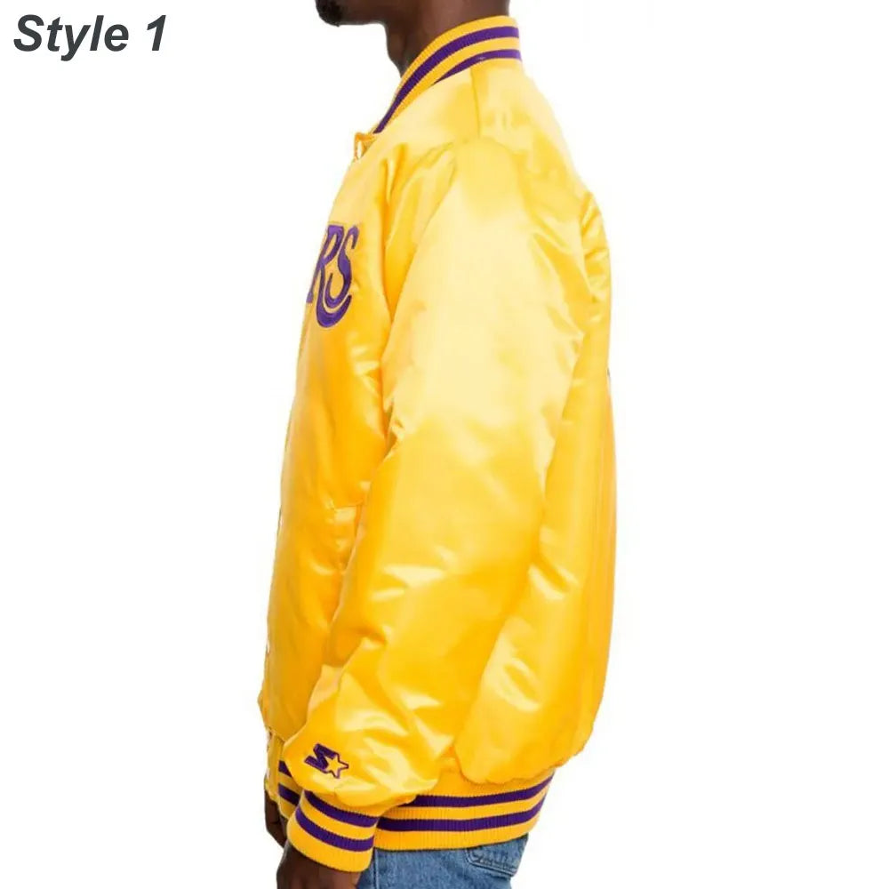 Los Angeles Lakers Satin Bomber Yellow Jacket