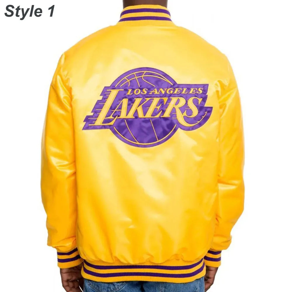 Los Angeles Lakers Satin Bomber Yellow Jacket