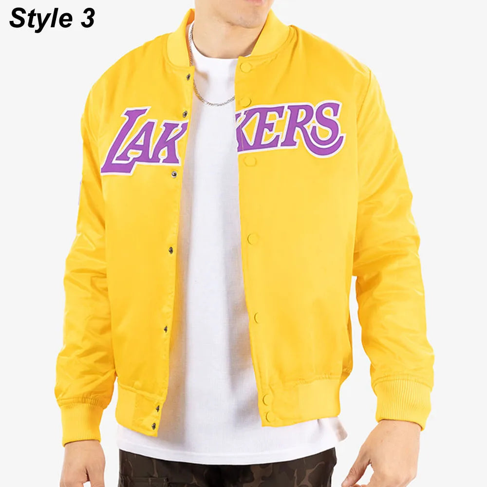 Los Angeles Lakers Satin Bomber Yellow Jacket