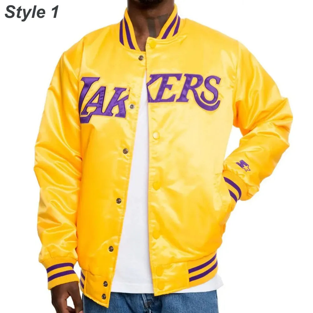 Los Angeles Lakers Satin Bomber Yellow Jacket