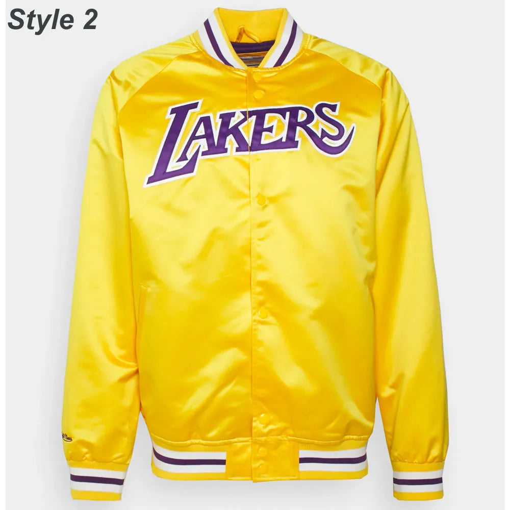 Los Angeles Lakers Satin Bomber Yellow Jacket