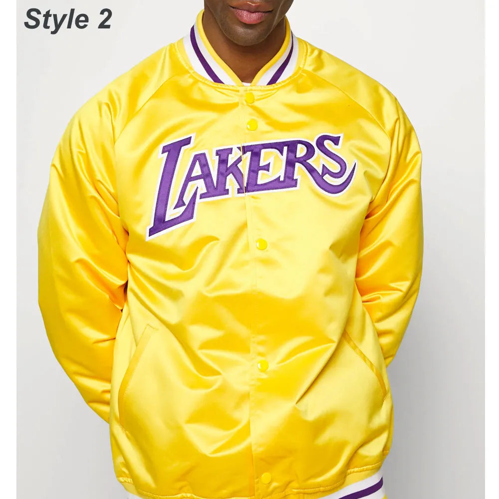 Los Angeles Lakers Satin Bomber Yellow Jacket