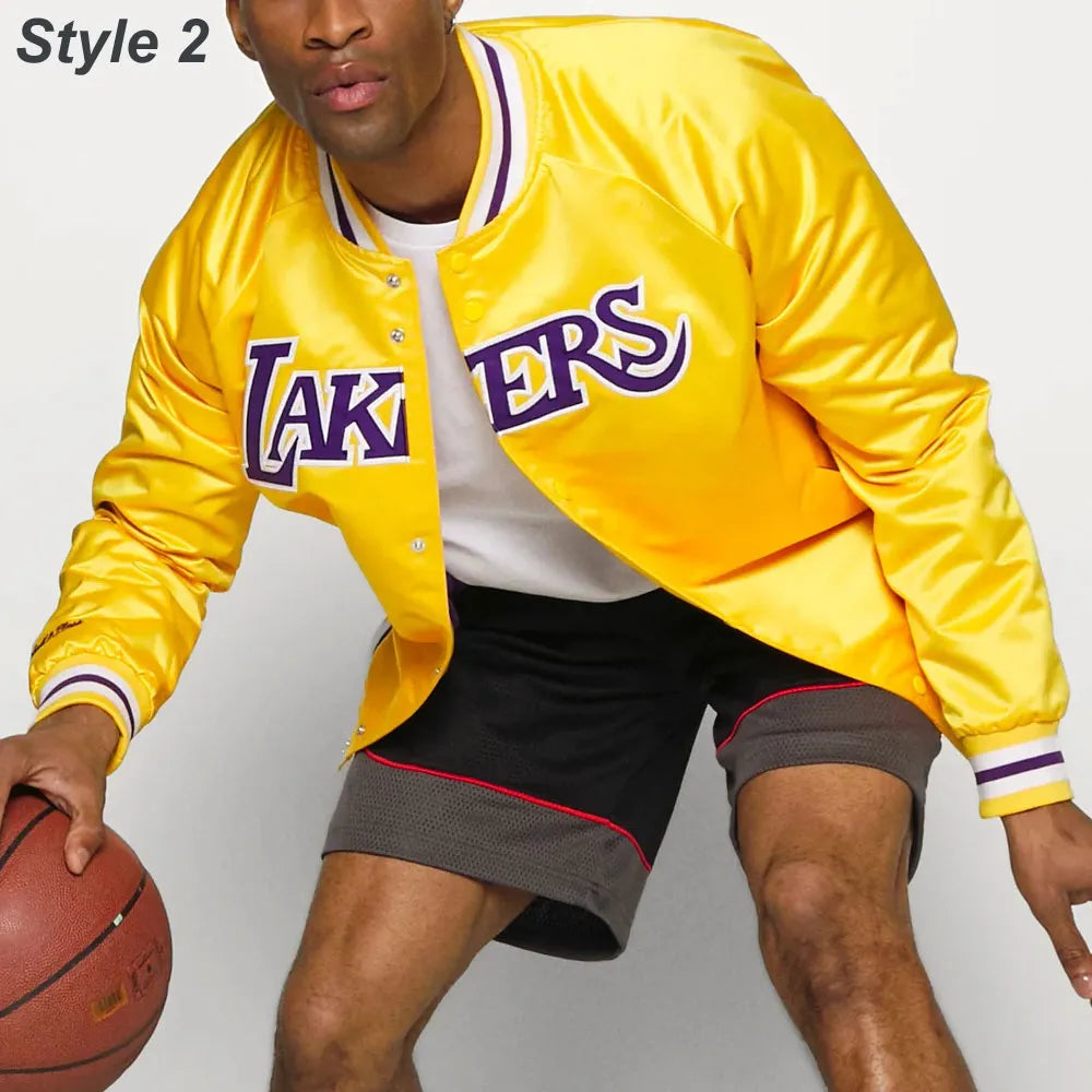 Los Angeles Lakers Satin Bomber Yellow Jacket