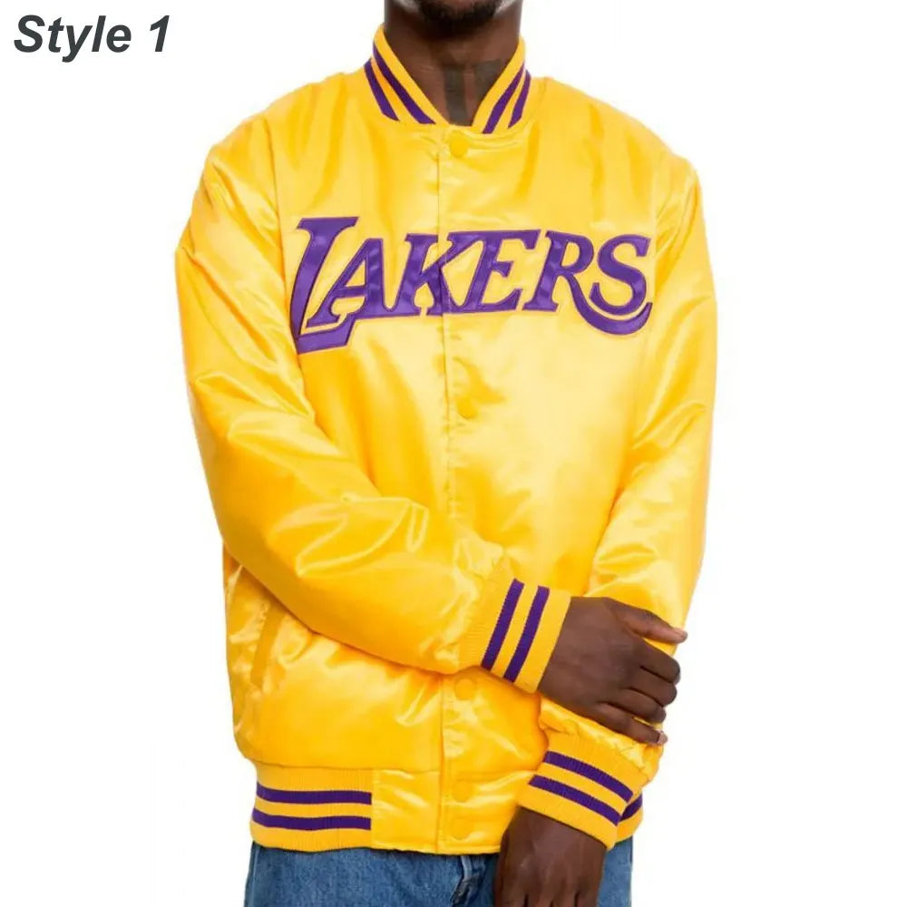 Los Angeles Lakers Satin Bomber Yellow Jacket