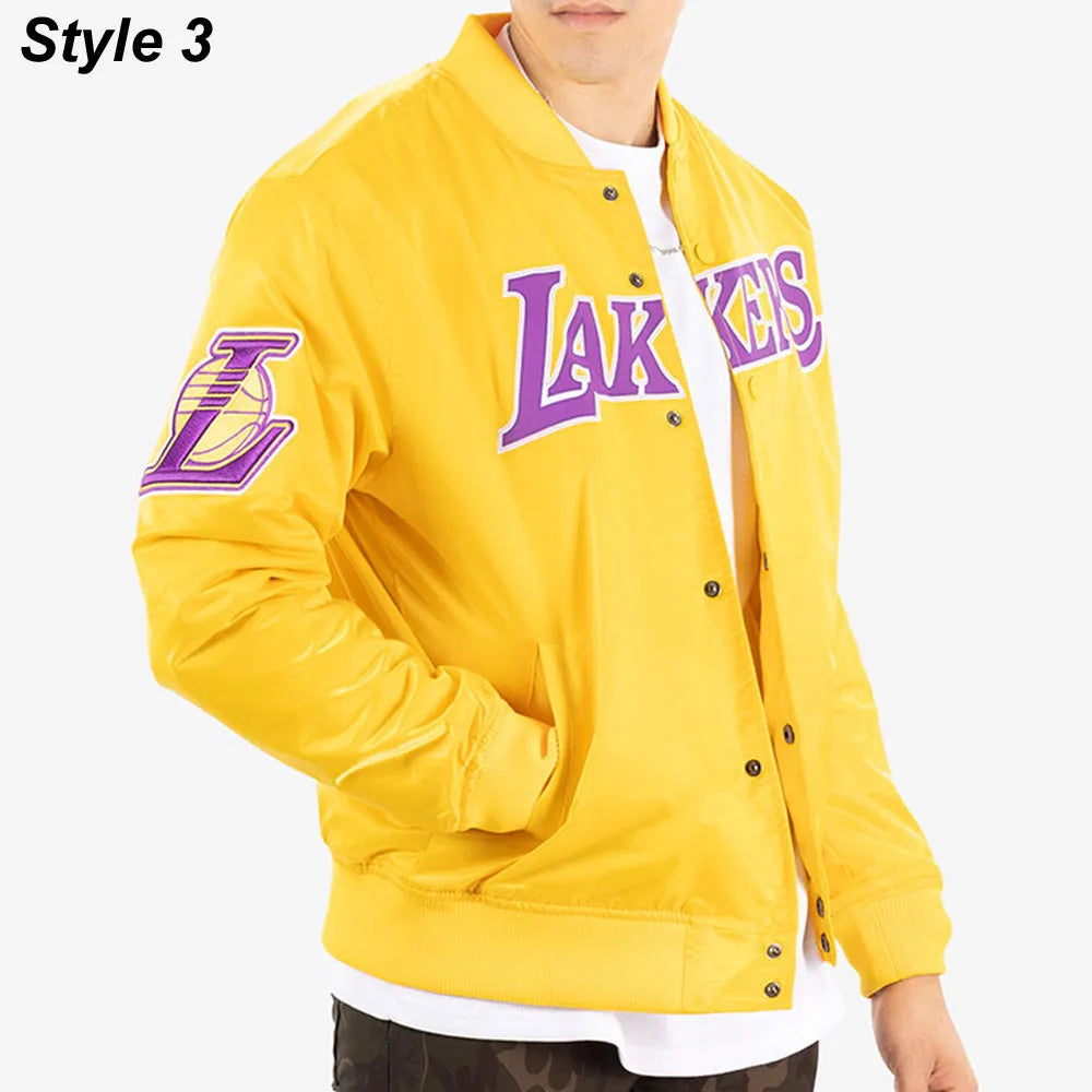 Los Angeles Lakers Satin Bomber Yellow Jacket