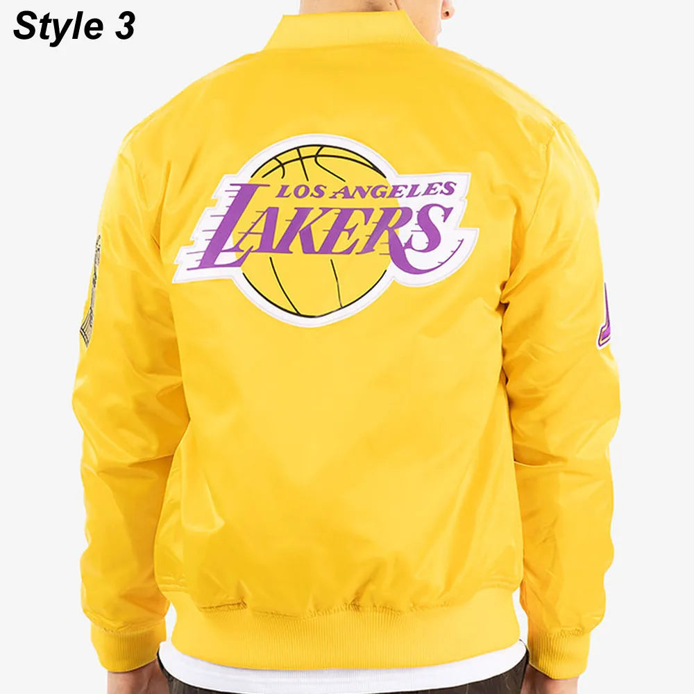 Los Angeles Lakers Satin Bomber Yellow Jacket