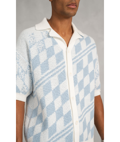 Love Island UK S12 Blu Chegini Checkered Polo Shirt