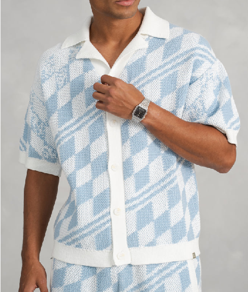 Love Island UK S12 Blu Chegini Checkered Polo Shirt