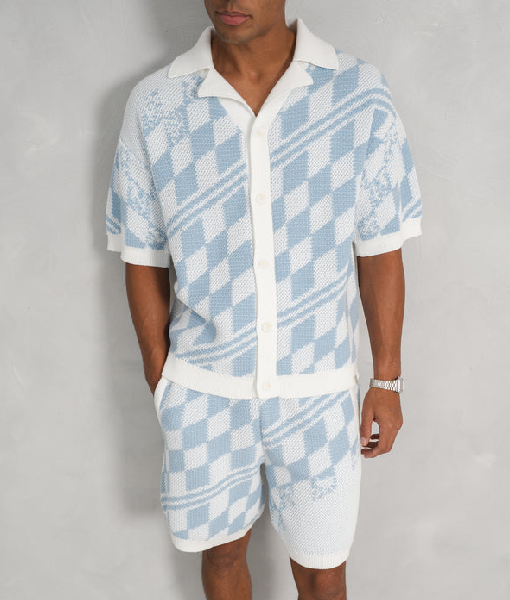 Love Island UK S12 Blu Chegini Checkered Polo Shirt