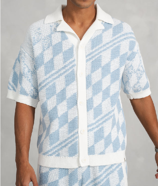Love Island UK S12 Blu Chegini Checkered Polo Shirt