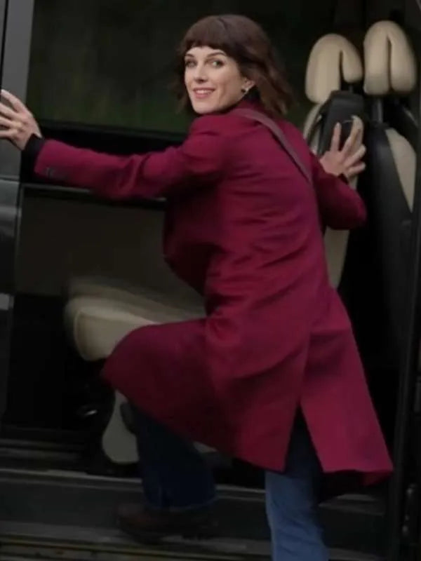 Love Of The Irish 2025 Shenae Grimes-Beech Burgundy Coat