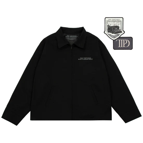 The Tortured Poets Department Black Jacket & 2 Patch Set Bundle