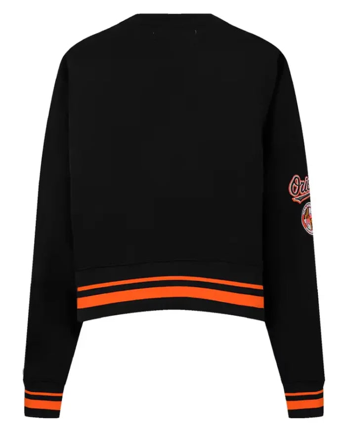 MLB Baltimore Orioles Black Mash Up Cropped Sweatshirt