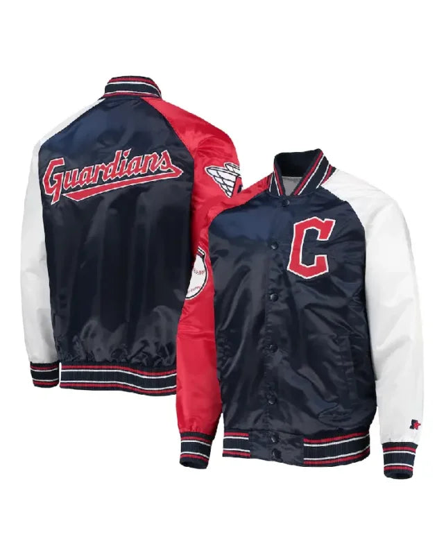 MLB Cleveland Guardians Starter Reliever Varsity Satin Jacket