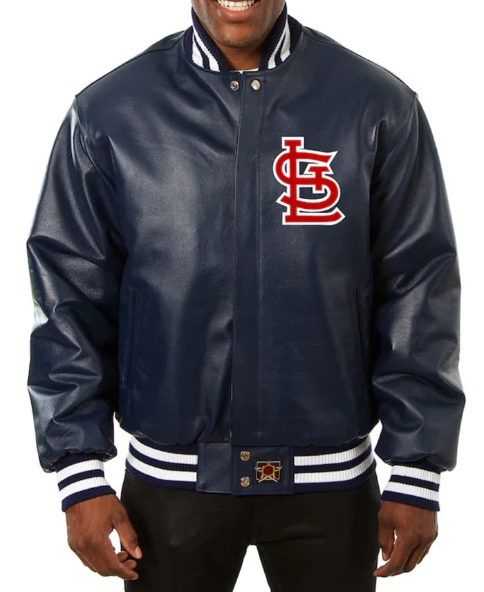 MLB St. Louis Cardinals JH Design Navy Leather Jacket