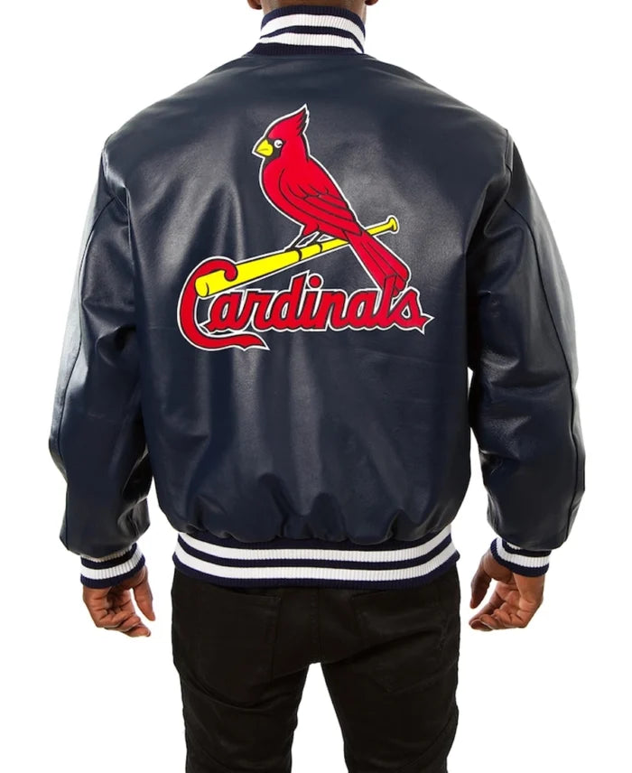 MLB St. Louis Cardinals JH Design Navy Leather Jacket