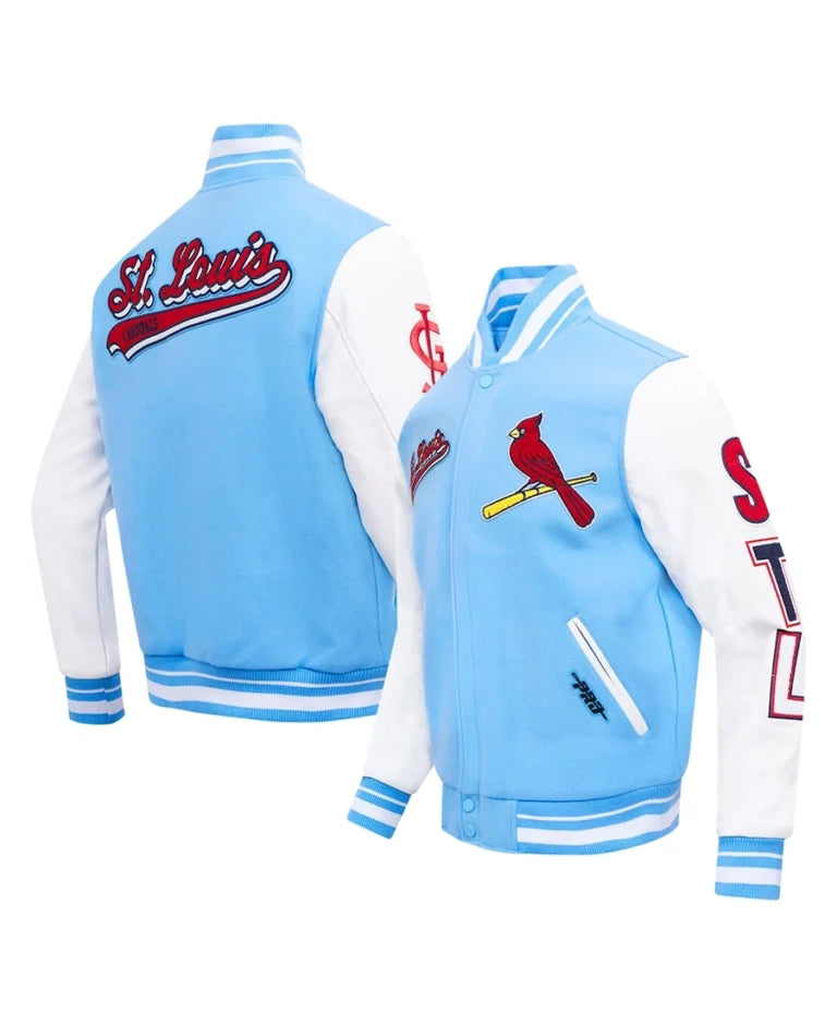 MLB St. Louis Cardinals Script Tail Light Blue Wool Varity Jacket
