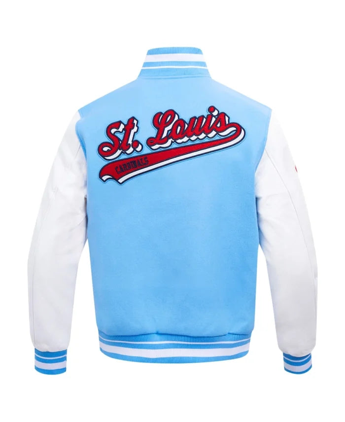MLB St. Louis Cardinals Script Tail Light Blue Wool Varity Jacket