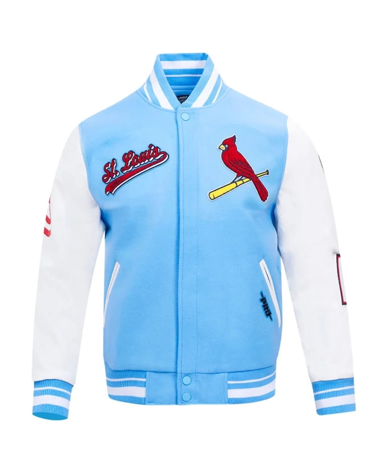 MLB St. Louis Cardinals Script Tail Light Blue Wool Varity Jacket