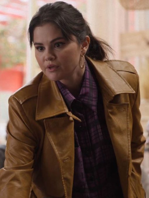 Only Murders In The Building S03 Selena Gomez Leather Coat