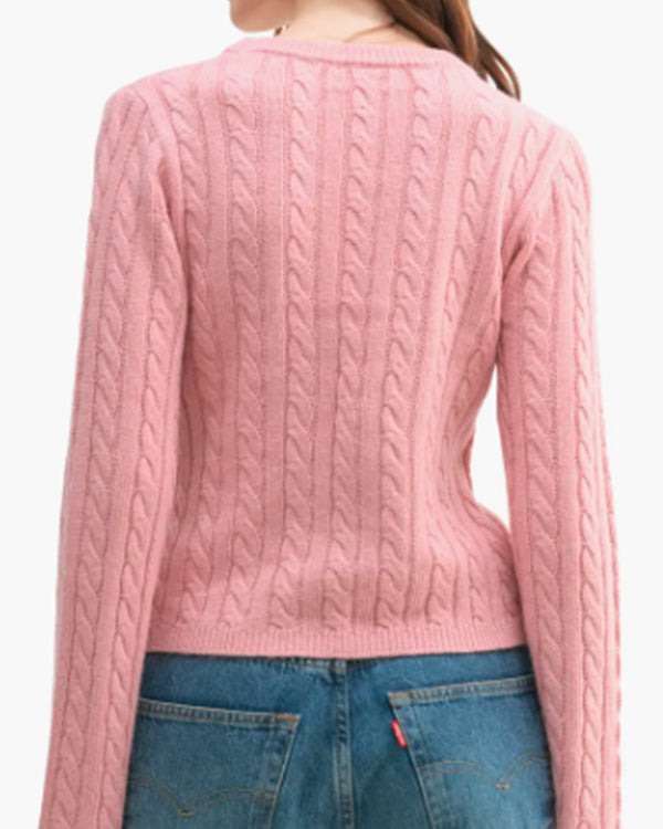 Manhã CM 2025 Gisela Serrano Pink Cable Knit Cutout Sweater