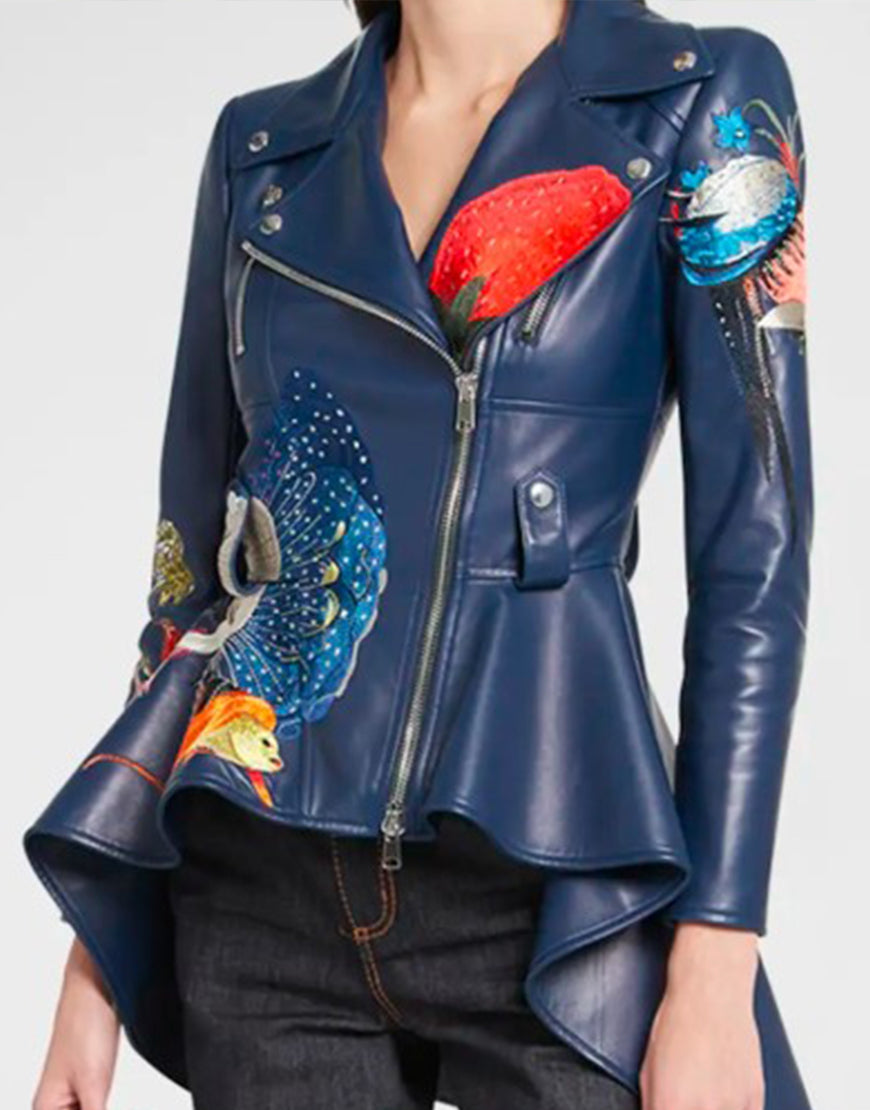MargoTVSeriesNoGoodDeed2024LindaCardelliniLeatherPeplumBikerJackets