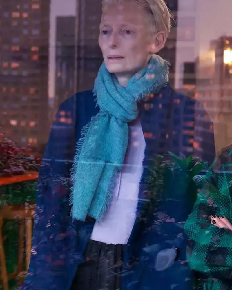 The Room Next Door 2024 Tilda Swinton Blue Jacket
