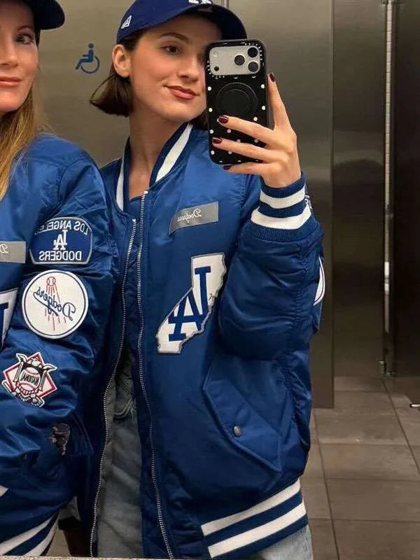 Maude Apatow World Series LA Dodgers Blue Jacket