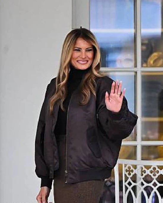 Melania Trump Brown Bomber Jacket