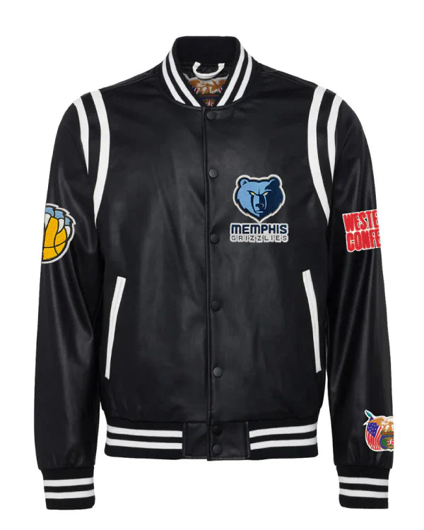 Memphis Grizzlies Black/White Vegan Leather Jacket