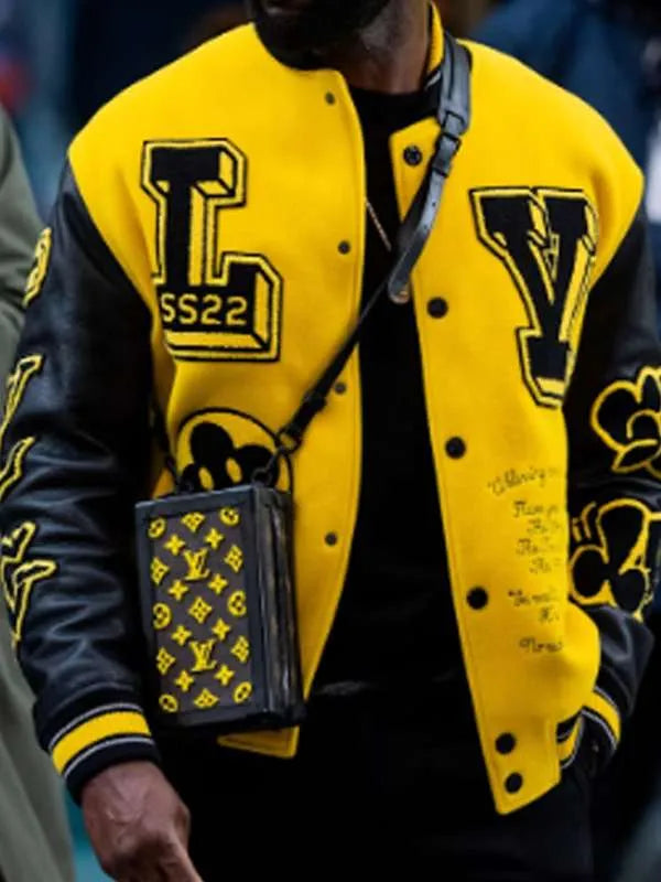 MenBlackandYellowVarsityJacket