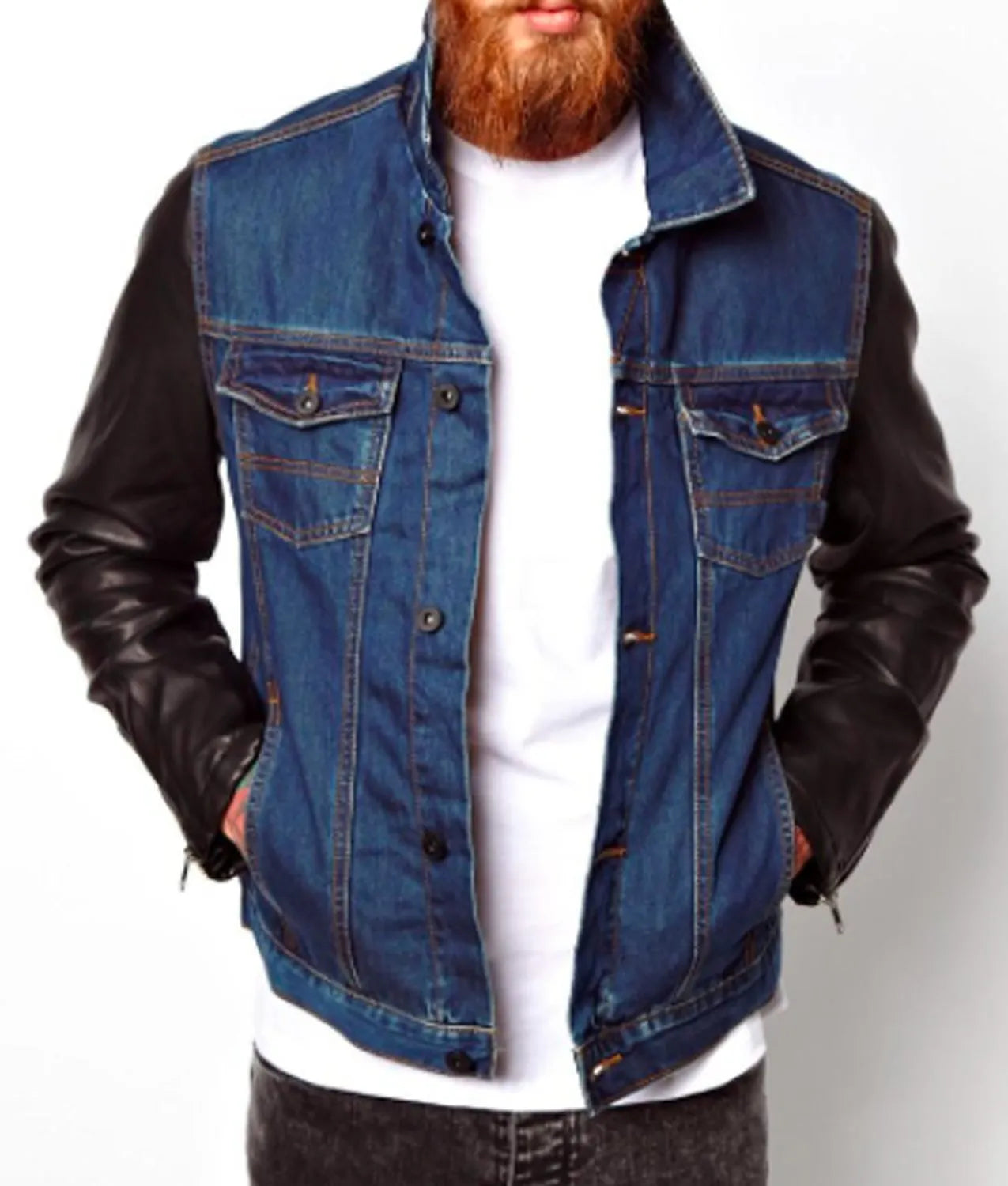 Men_sDenimJacketwithLeatherSleeves