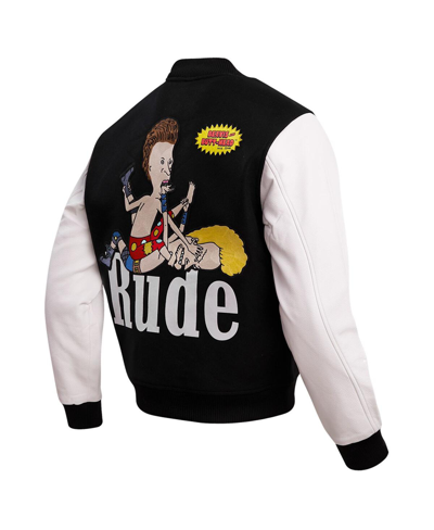 Men’s Beavis And Butt-head Rude Black And White Varsity Jacket