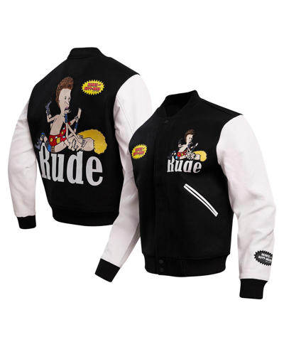 Men’s Beavis And Butt-head Rude Black And White Varsity Jacket