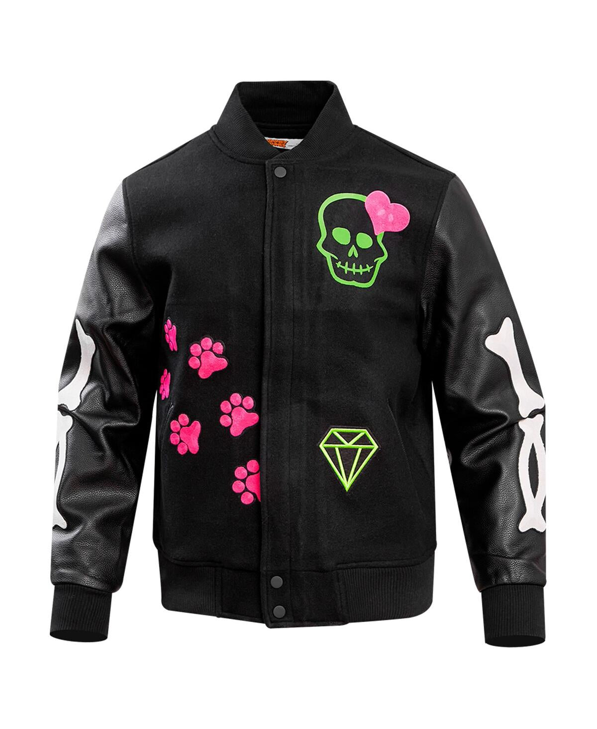 Men’s Black Looney Tunes Sylvester Varsity Full-snap Jacket